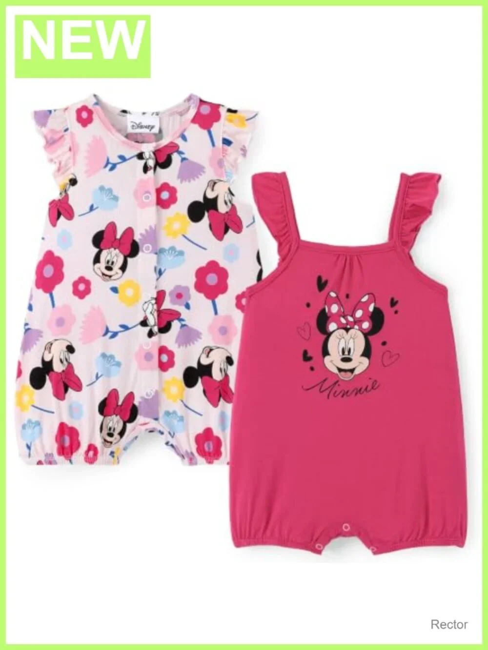 Disney Baby Girls Viscose Made from Bamboo 2-Pack Bodysuit Ruffle Sleeve Rompers